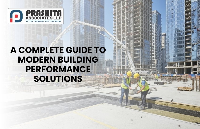 Construction chemicals used in modern building projects including concrete, waterproofing, and flooring systems